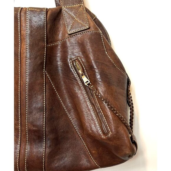 Andrew Marc Leather Laptop Computer Weekender Bag Multi Compartment Fur Accent - Picture 7 of 13